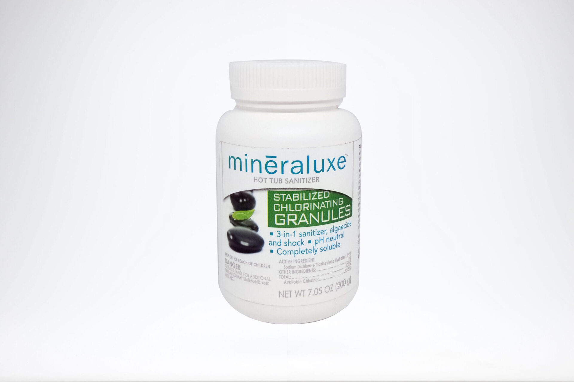 Mineraluxe Stabilized Chlorinating Granules 200g 1 scaled - MINERALUXE CHLORINE GRANULES - 200g